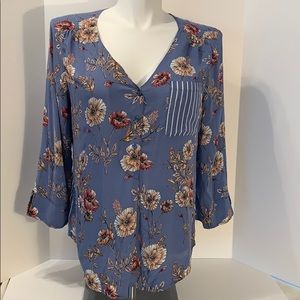 Fred David 3/4 sleeve mixed print blouse.